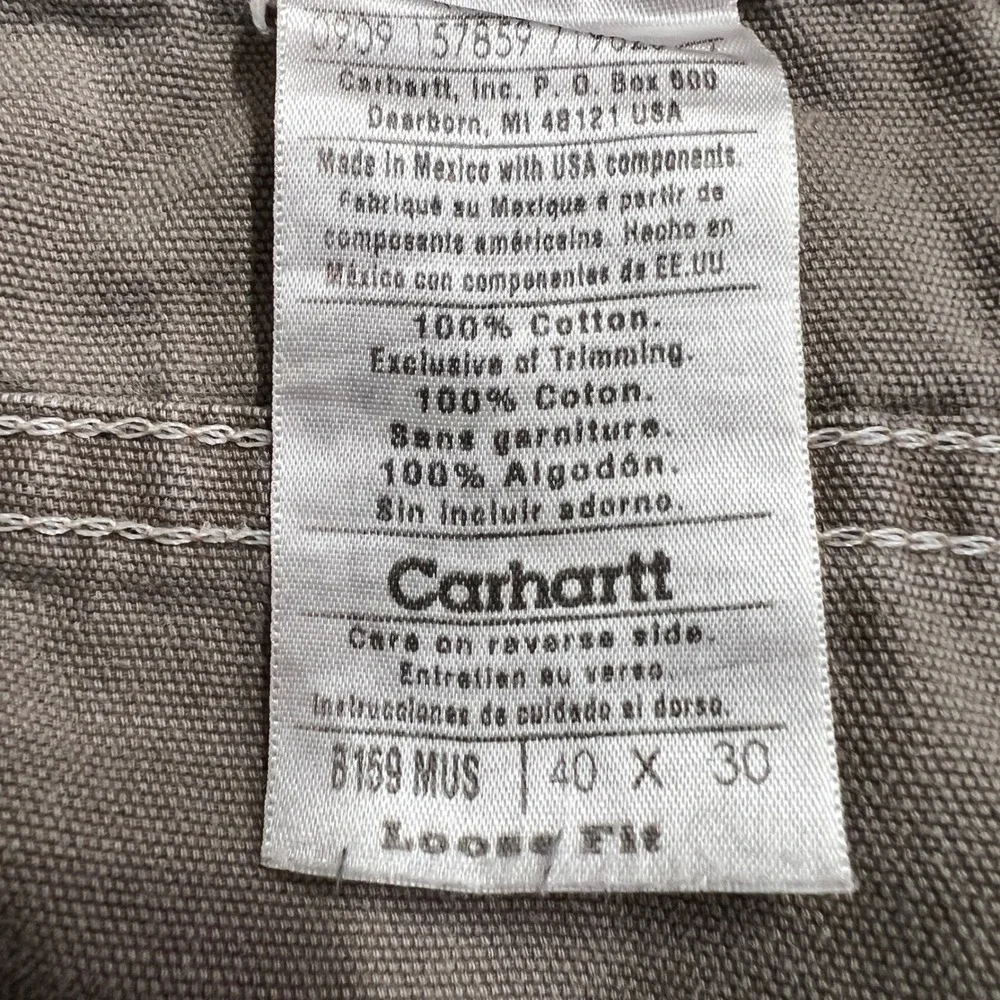 Carhartt‎ B159 Mens Tan Loose Fit Carpenter Work Pants Size 40x30